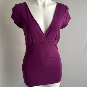 Express Y2K plum purple surplice neckline sexy basic tee L